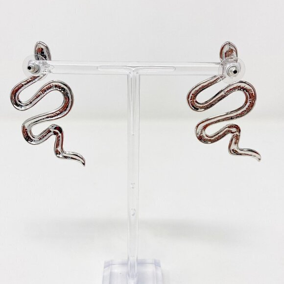 Silver Snake Crystal Body Statement Earrings - Picture 4 of 7